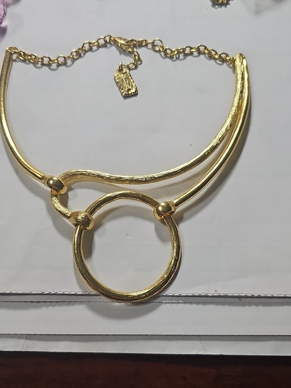 Karine Sultan Circle Pendant Necklace Signed
